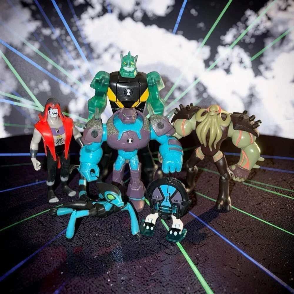 Ben 10 Transforming Ben, Omni Shock, Rock, Hex,  Vilgax, XLR8 Battle Figures A56